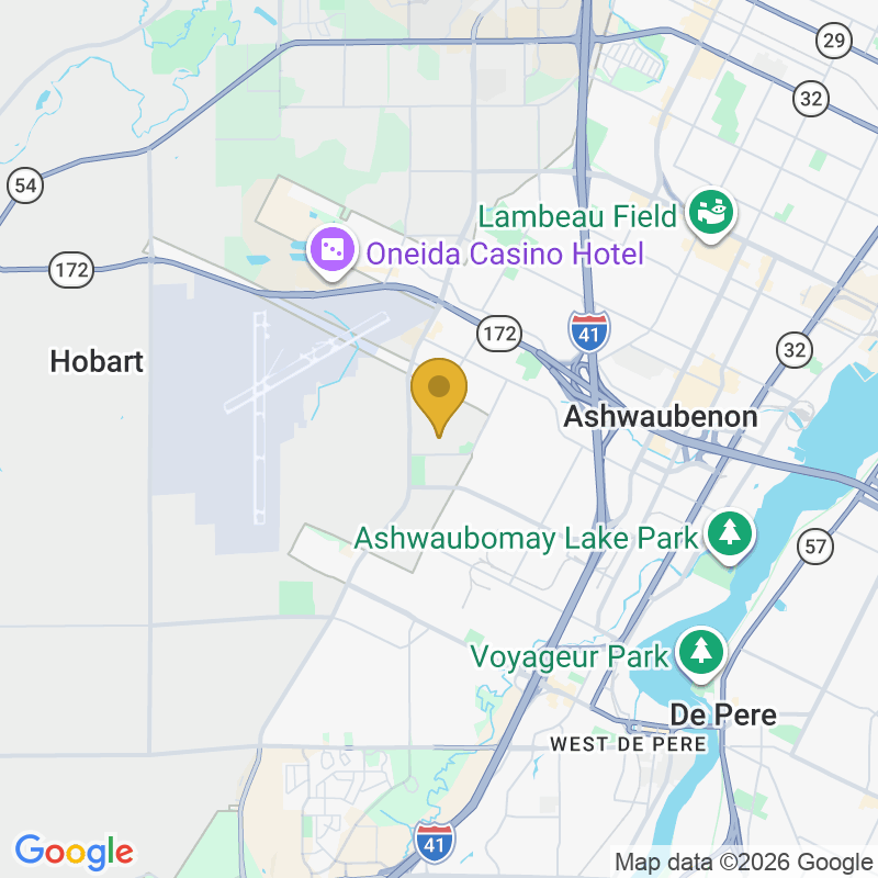 Map showing location of A Plus Garage Door Service and Repair, Serves Green Bay