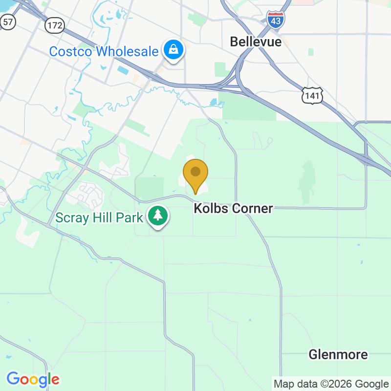 Map showing location of Express Garage Door Services, Serves Green Bay