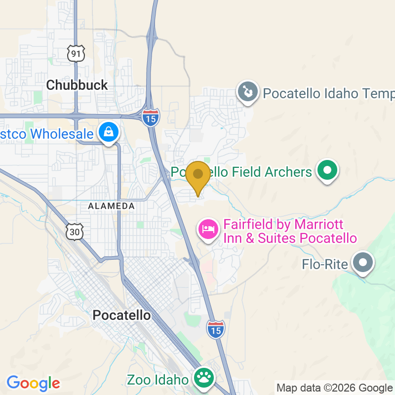 Map showing location of Barrett Overhead Doors of Pocatello, 940 Centennial Pl, Pocatello, ID 83201