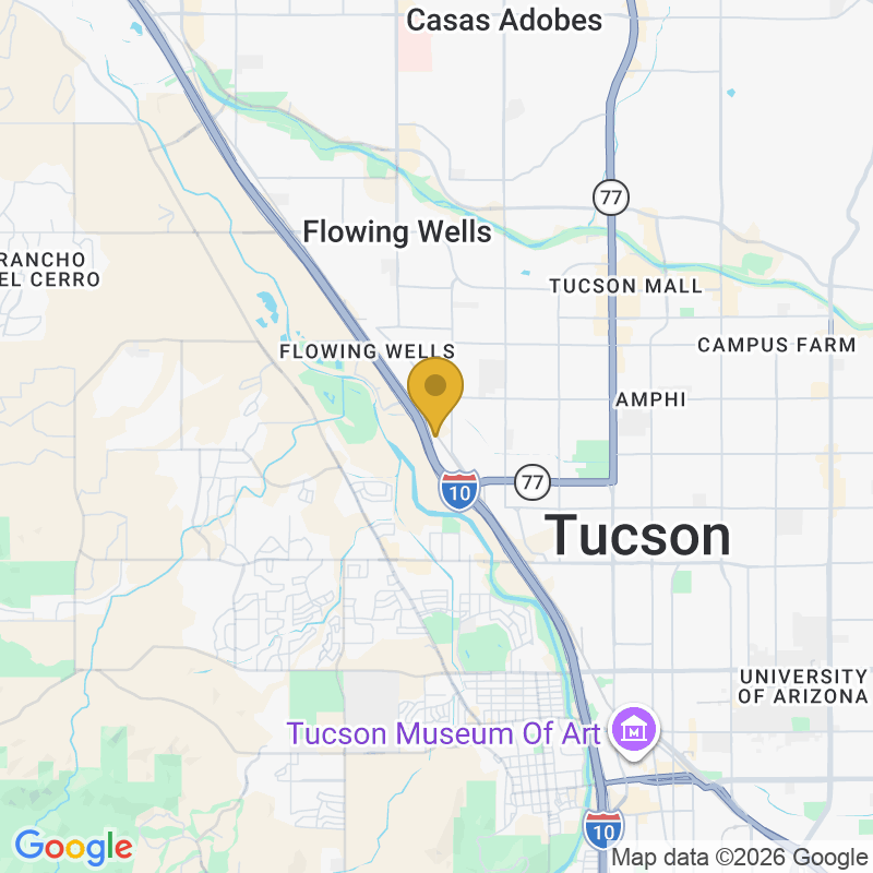 Map showing location of A1 Garage Door Service, 3248 N Freeway Industrial Loop #108, Tucson, AZ 85705