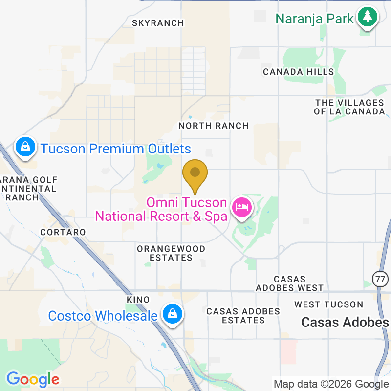 Map showing location of AZ Garage Door Repair, 8771 N Ash Grove Ct, Tucson, AZ 85742