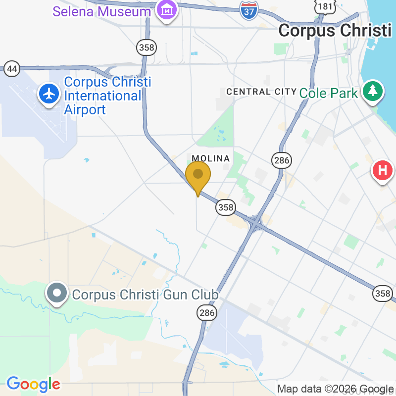 Map showing location of Precision Garage Door Service of Corpus Christi, 1117 Hendricks St Suite 126, Corpus Christi, TX 78417