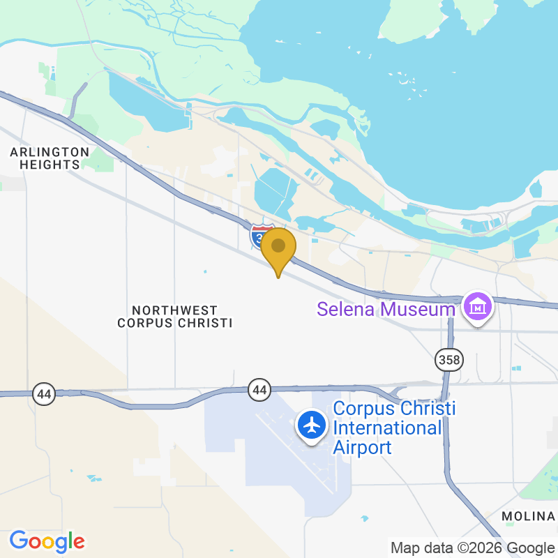 Map showing location of Hub City Overhead Door Co., 1402 Cathead Rd, Corpus Christi, TX 78409