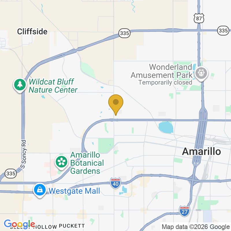 Map showing location of Overhead Door Company of Amarillo, 4111 NW 10th Ave, Amarillo, TX 79106