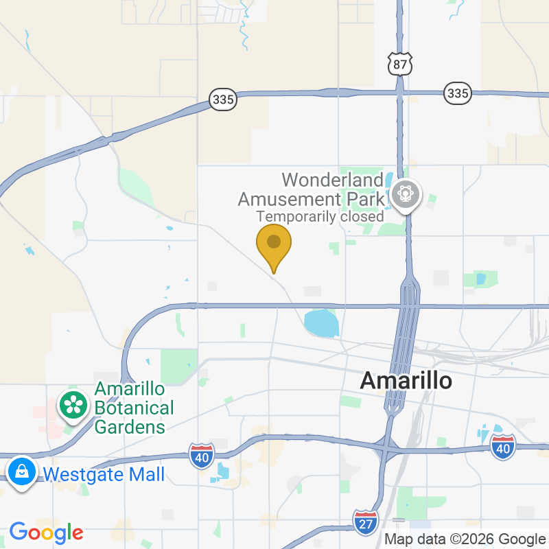 Map showing location of JONES OVERHEAD DOORS, Amarillo, TX 79107
