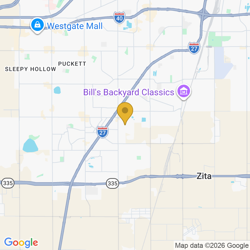 Map showing location of OGD Overhead Garage Door, 3992 Business Park Dr, Amarillo, TX 79110