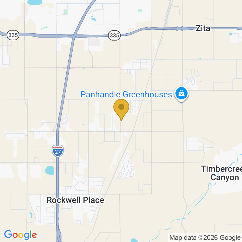 Map showing location of Texas Overhead Door, 12805 S Western St, Amarillo, TX 79118