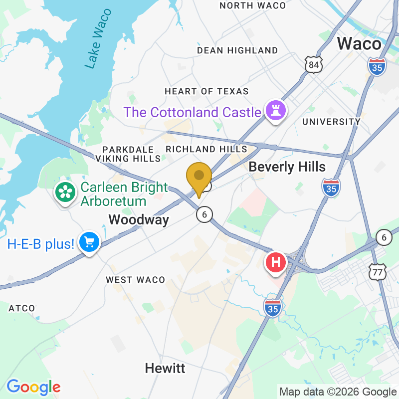 Map showing location of Hewitt Garage Doors, 5900 Franklin Av Service Rd Unit 24, Waco, TX 76710