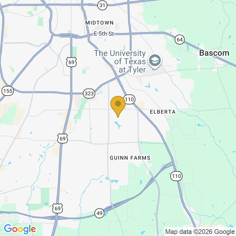 Map showing location of Freemans Overhead Doors, Serves Tyler