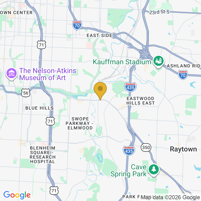 Map showing location of Precision Overhead Garage Door Service, 5429 Doctor Martin Luther King Jr. Blvd, Kansas City, MO 64130