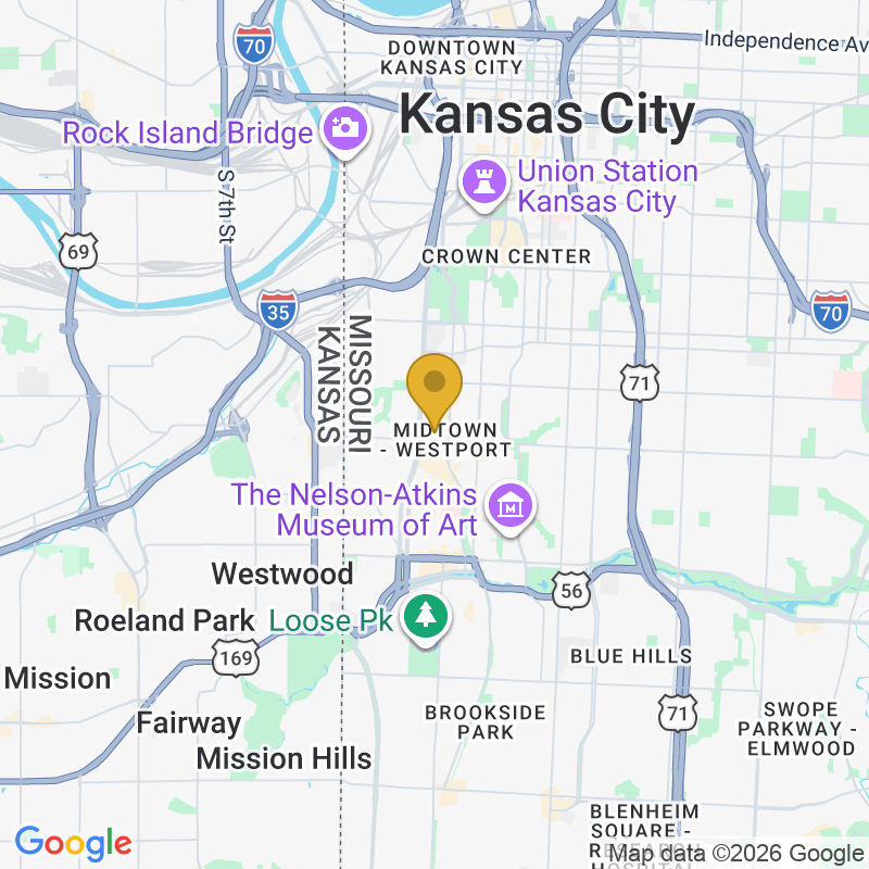Map showing location of Kansas City Garage Door Pro LLC, Serves Kansas City