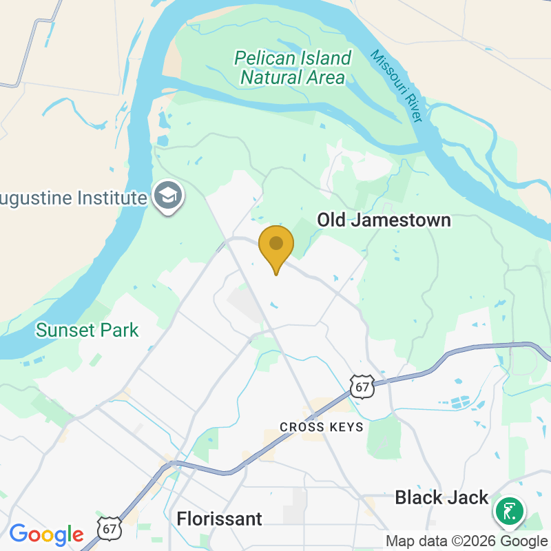 Map showing location of RS Garage Door LLC, 1037 Exacta Ct, Florissant, MO 63034