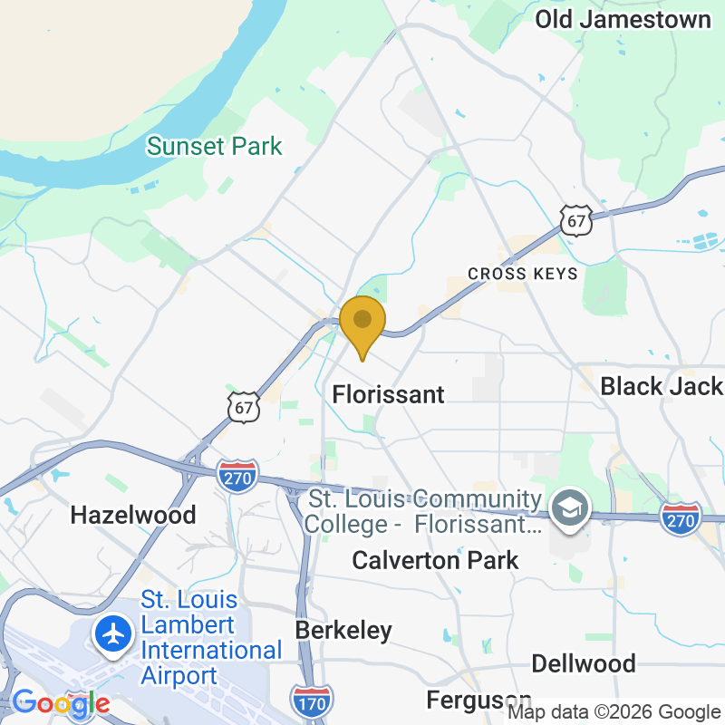 Map showing location of Florissant Garage Door Repair, 525 Rue St. Francois St Ste 4, Florissant, MO 63031