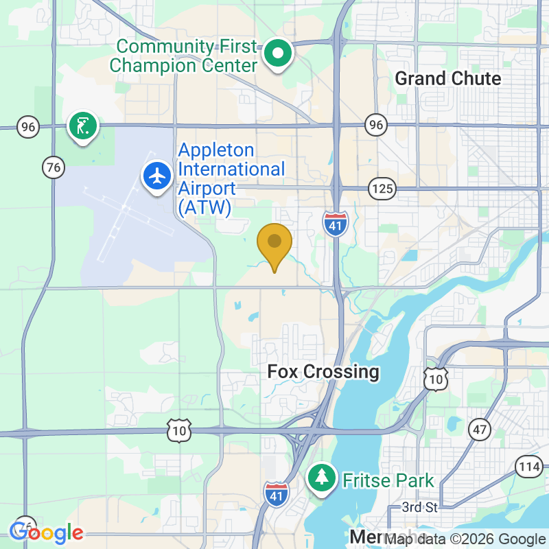 Map showing location of Overhead Doors Unlimited LLC, 1824 Prospect Ct, Appleton, WI 54914