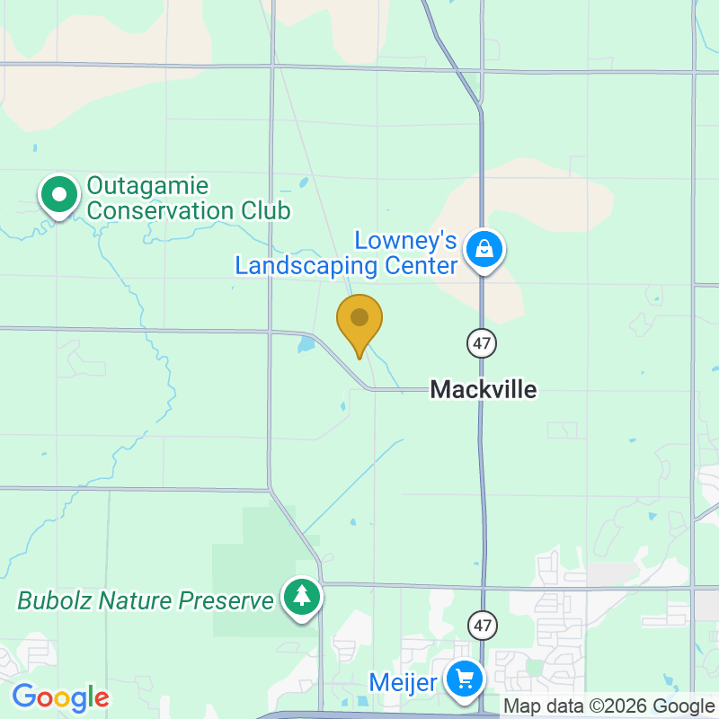 Map showing location of Fox Valley Overhead Door Company Inc., N3021 Jeske Rd, Appleton, WI 54913