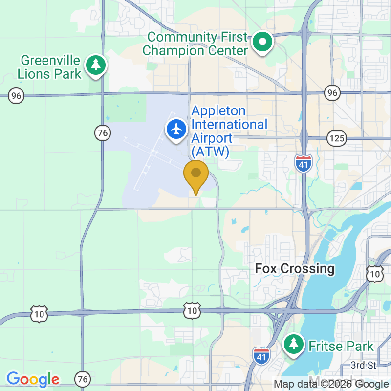 Map showing location of American Door & Supply, W6244 Contractor Dr, Appleton, WI 54914