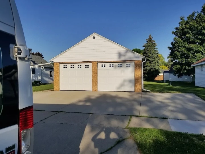 Garage with new doors installed by Express Garage.