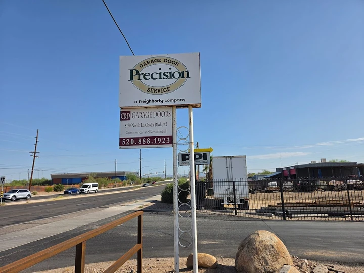 Precision Garage Door Service sign in Tucson.
