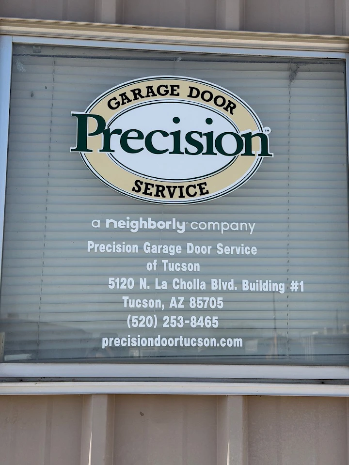 Sign for Precision Garage Door Service in Tucson, AZ.