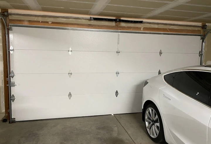 White garage door interior view.