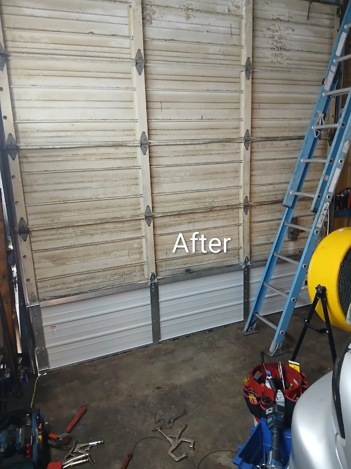 Bottom section of a garage door replaced.