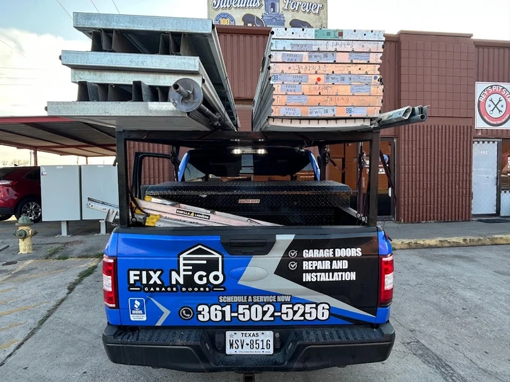 Fix N Go Garage Doors truck with equipment.