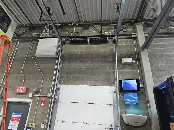 Industrial overhead door in a facility.