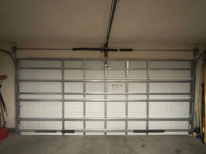 Interior view of a residential garage door.