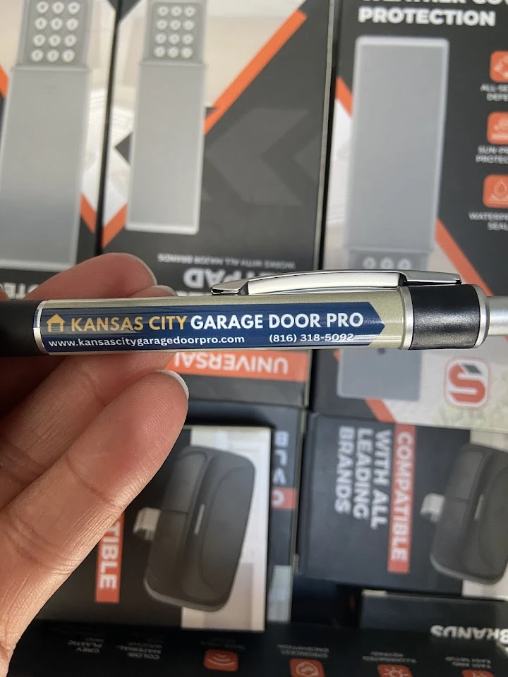 Kansas City Garage Door Pro branded pen.