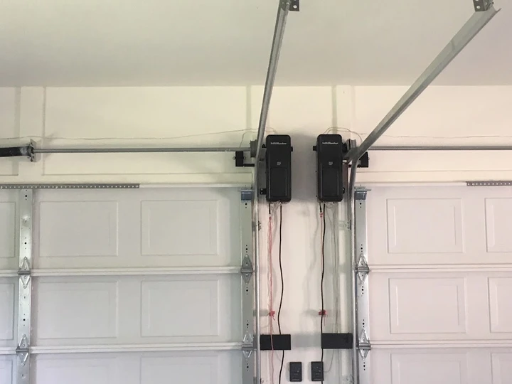 LiftMaster wall-mount garage door openers.