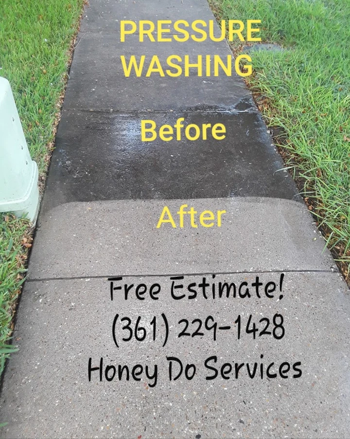 Pressure washing services: before and after result.