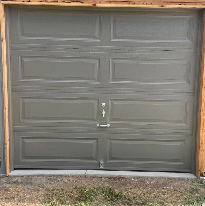 Texas Overhead Door gray garage door.