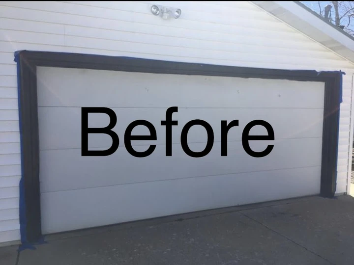 Garage door frame before restoration.